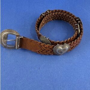 Brighton Braided Leather Belt with Silver Buckle
